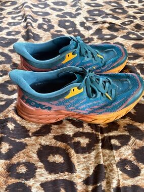 Hoka Teal, Mustard & Rust Trail Running Shoes